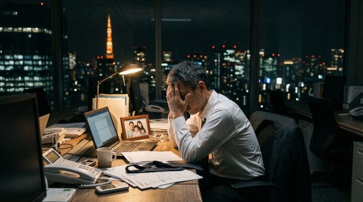 ミッドライフクライシスに悩む中年男性のイメージ