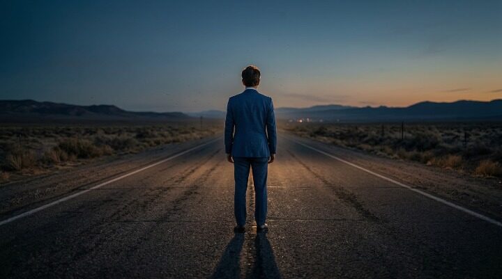 人生の岐路に立つ中年男性のイメージ