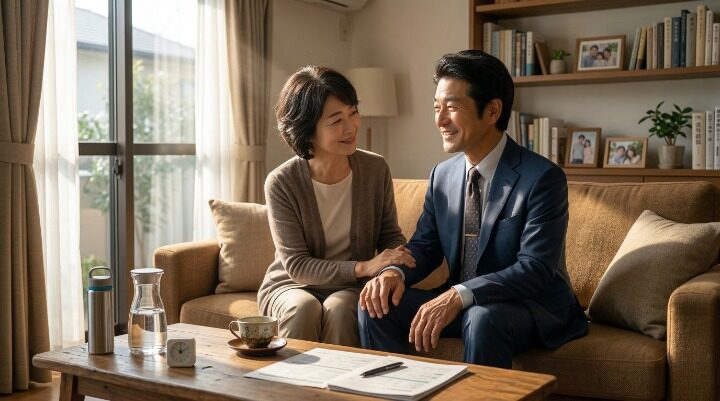 ミッドライフクライシスを乗り越えた 夫婦が寄り添うイメージ